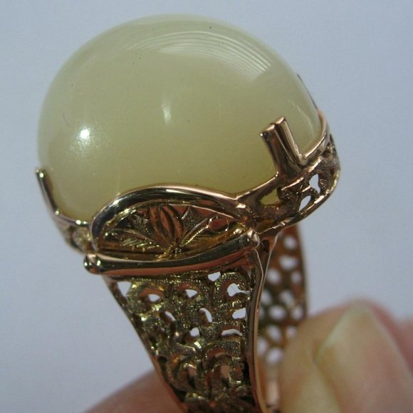 Magnificent 14K Rose Gold HUGE Star Moonstone Ring Size 8 - Picture 10 of 12